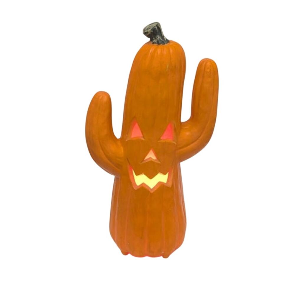 Foam Gemmy Halloween Cactus Saguaro Vintage Light Up Pumpkin Jack o' Lantern